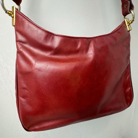 Vintage Etienne Aigner Leather Shoulder Bag – Oxblood, Brass Hardware - Picture 6 of 13